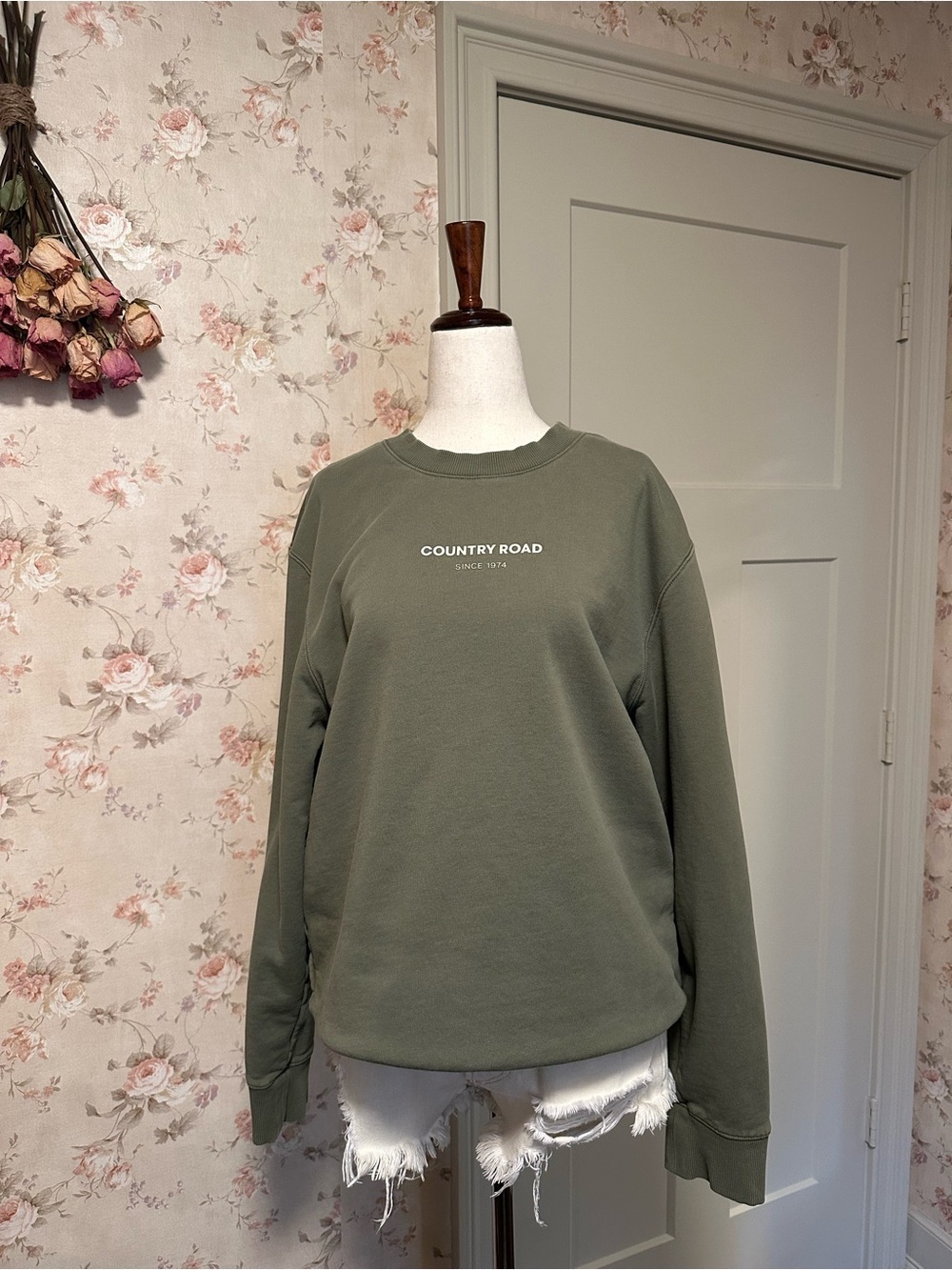 Country Road Sweatshirt Heritage Green - Size L - 100% Cotton Crew neck